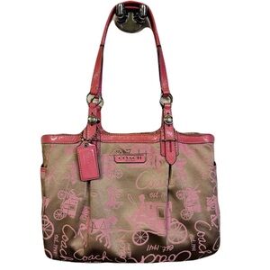 Coach signature Gallery East West Horse & Carriage Tote in pink F15144